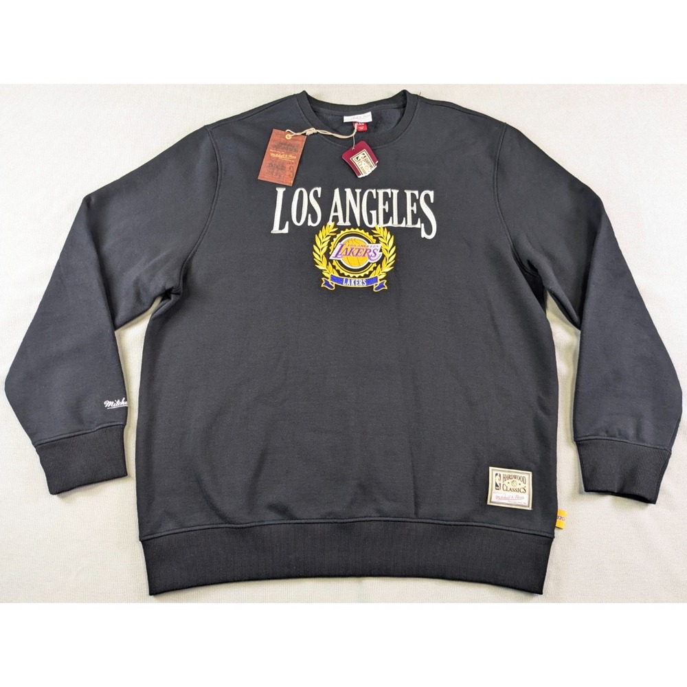 Los Angeles Lakers Sweatshirt Mens 2XL XXL Black Mitchell Ness Pullover New NBA